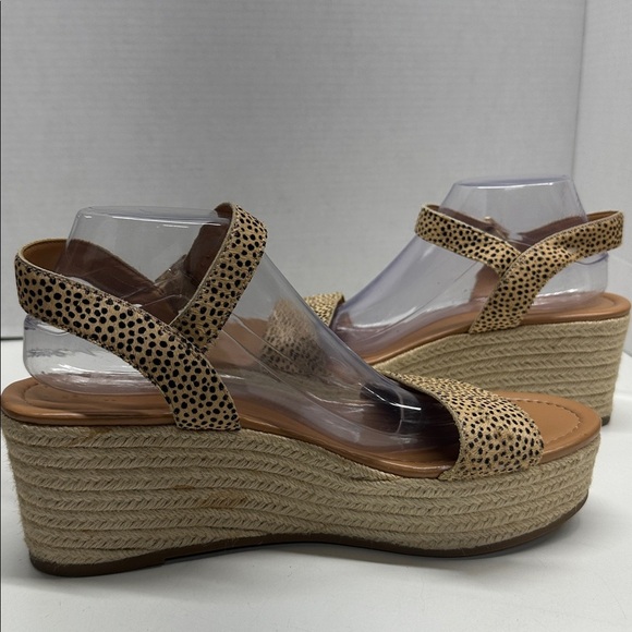 J Crew Platform Espadrilles Sandals Open Toe Leopard Calf Hair Animal Print 12 - Picture 7 of 11